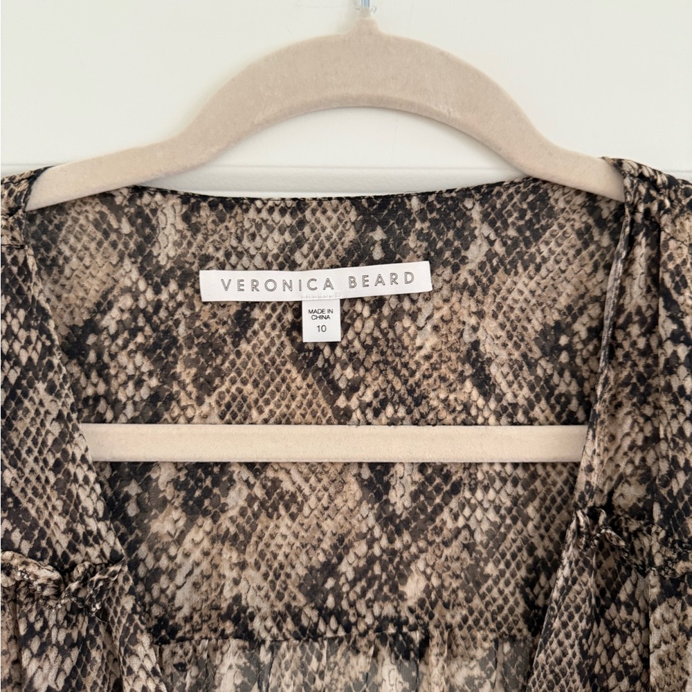 Veronica Beard Teagan Python Print Ruched Silk Dr… - image 4